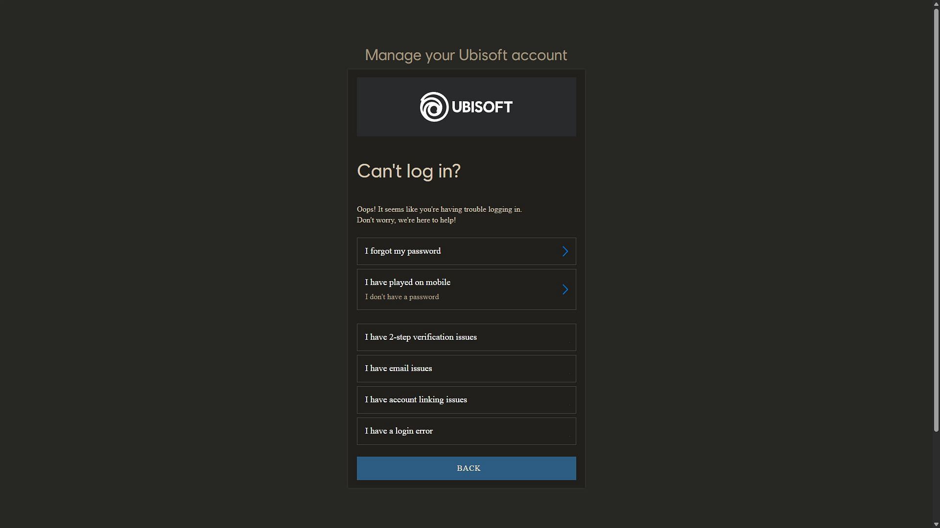 Resetting your password will help recover your account if your forgot the credentials (Image via Ubisoft)